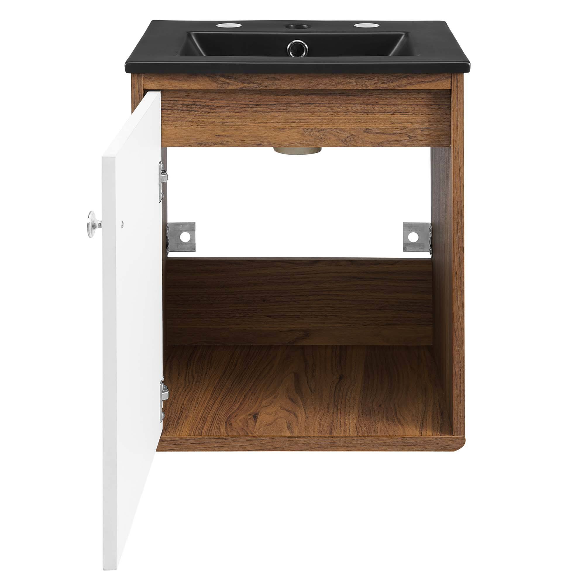 Alt View 5. Modway - Transmit Wall-Mount Bathroom Vanity Basin Included - Walnut Black.