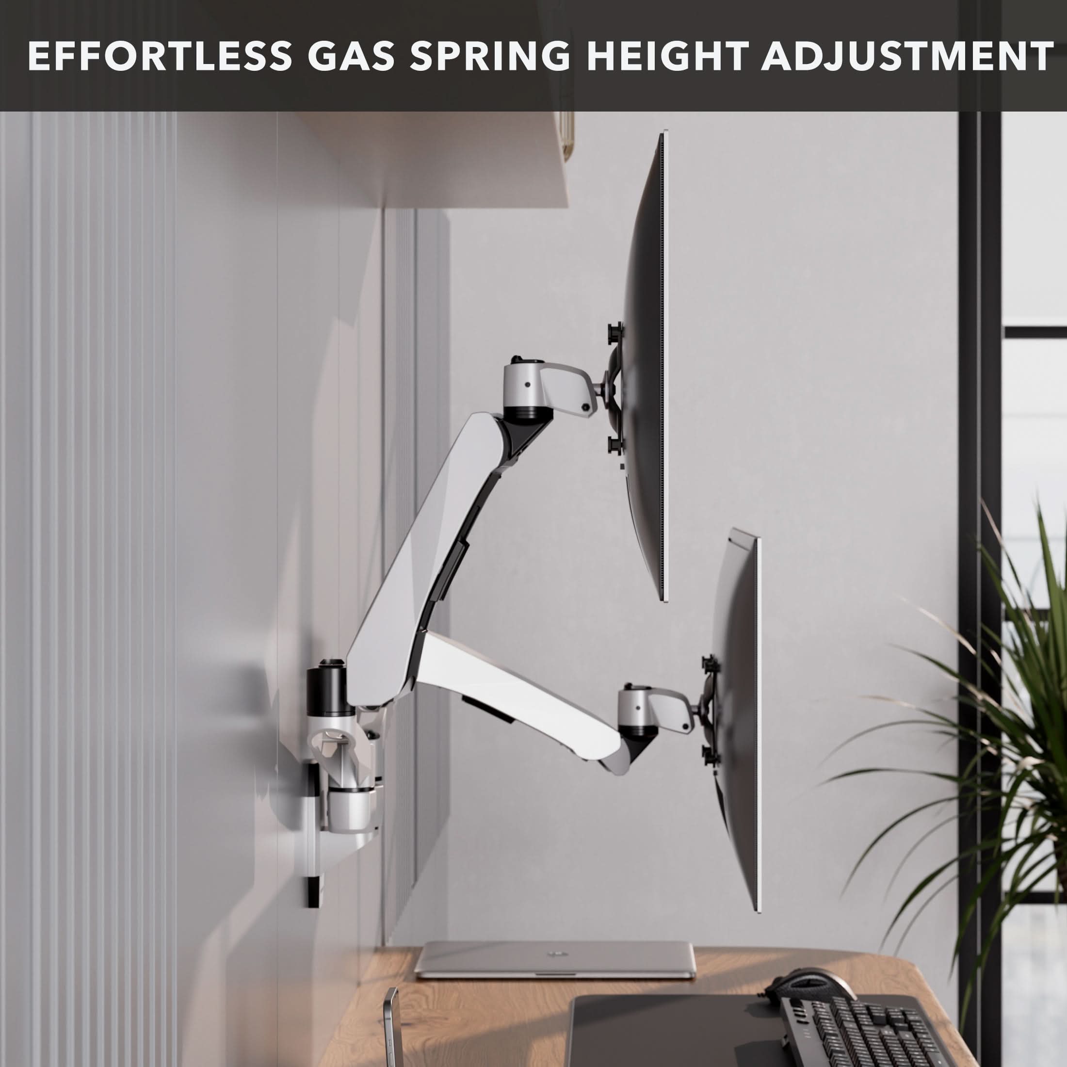 Mount-It! - CLiX Series Dual Monitor Wall Mount with Gas Spring Arms, Full Motion, 13"-32"