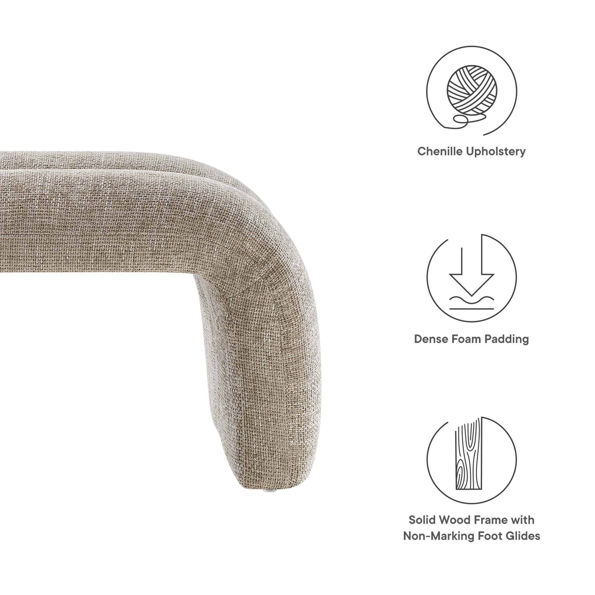Chenille Upholstery  
Dense Foam Padding  
Solid Wood Frame with Non-Marking Foot Glides