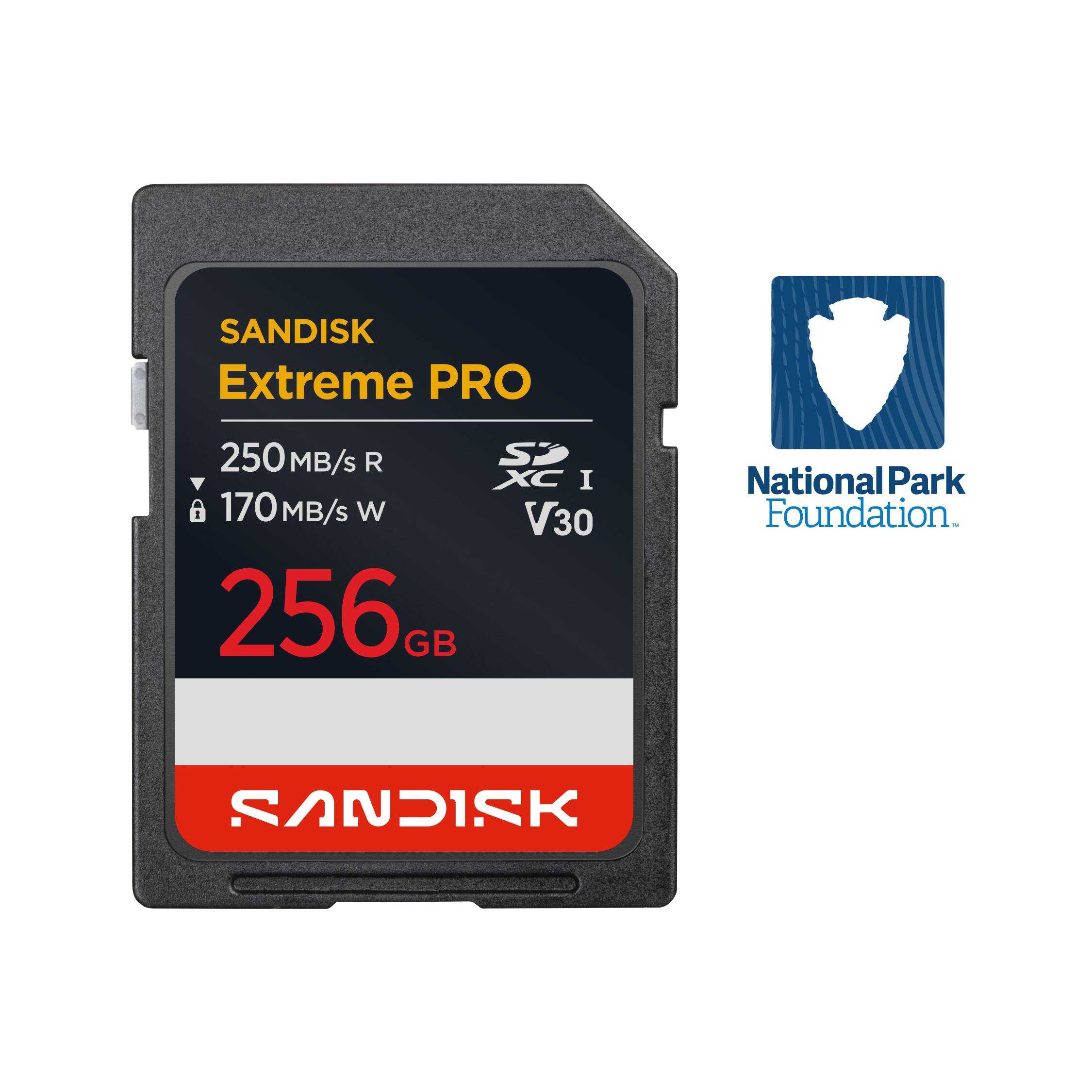 SANDISK Extreme PRO  
250 MB/s R  
170 MB/s W  
V30  
256 GB  

National Park Foundation  

SANDISK