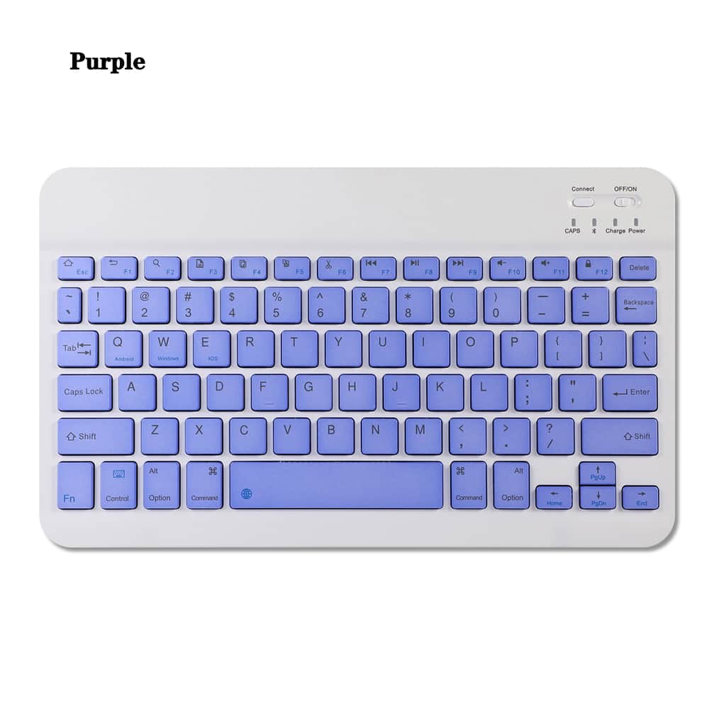 Luckbyte - 10" Ultra-Thin Bluetooth Wireless Mini Keyboard, Portable Slim Keyboard for iPad, iPhone, Android Tablets & Smartphones - Purple1
