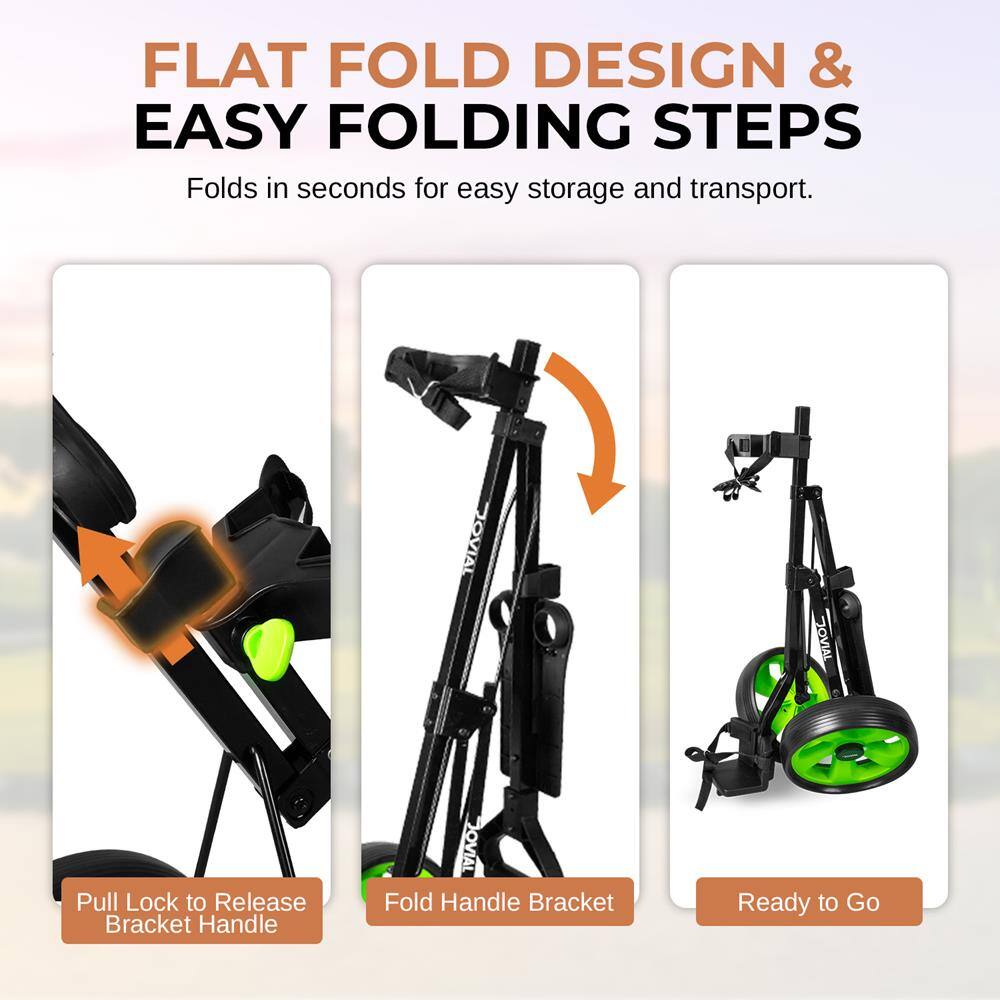 FLAT FOLD DESIGN & EASY FOLDING STEPS  
Folds in seconds for easy storage and transport.

1. Pull Lock to Release Bracket Handle
2. Fold Handle Bracket
3. Ready to Go