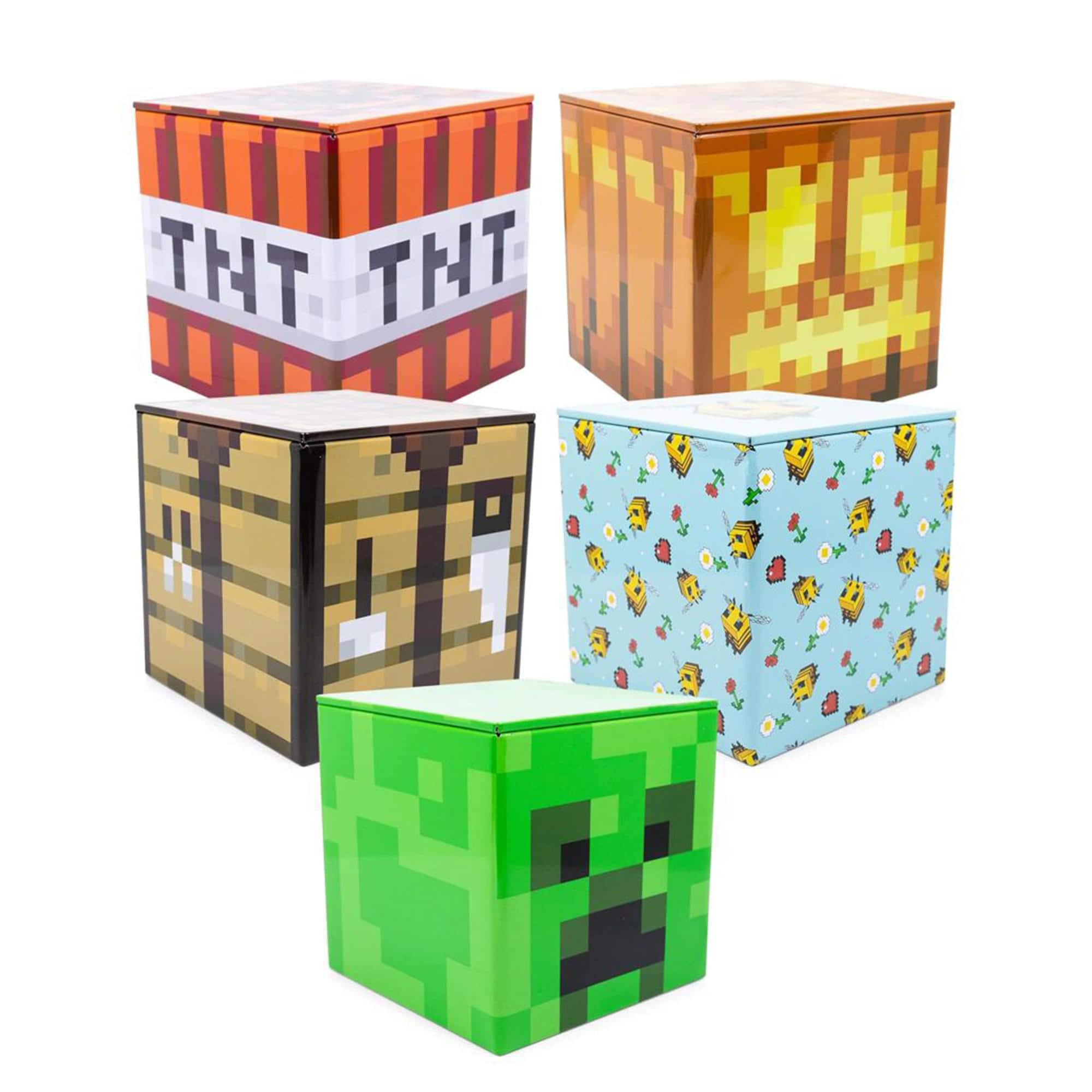 Ukonic - Minecraft 5-Piece 4 Inch Tin Storage Box Bundle - Multicolored