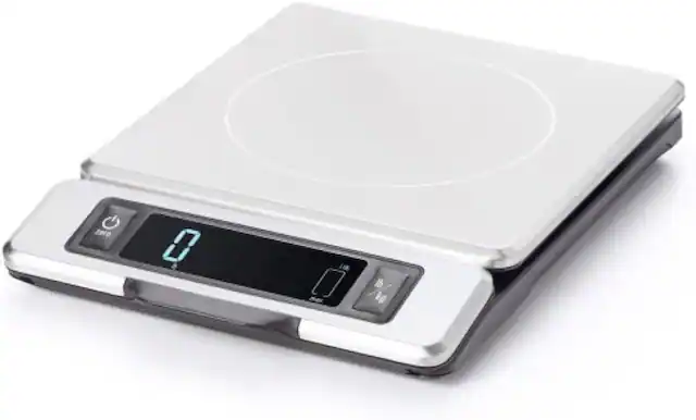 Front. OXO - OXO Good Grips 11-Pound Stainless Steel Kitchen Scale with Pull-Out Display - Silver.