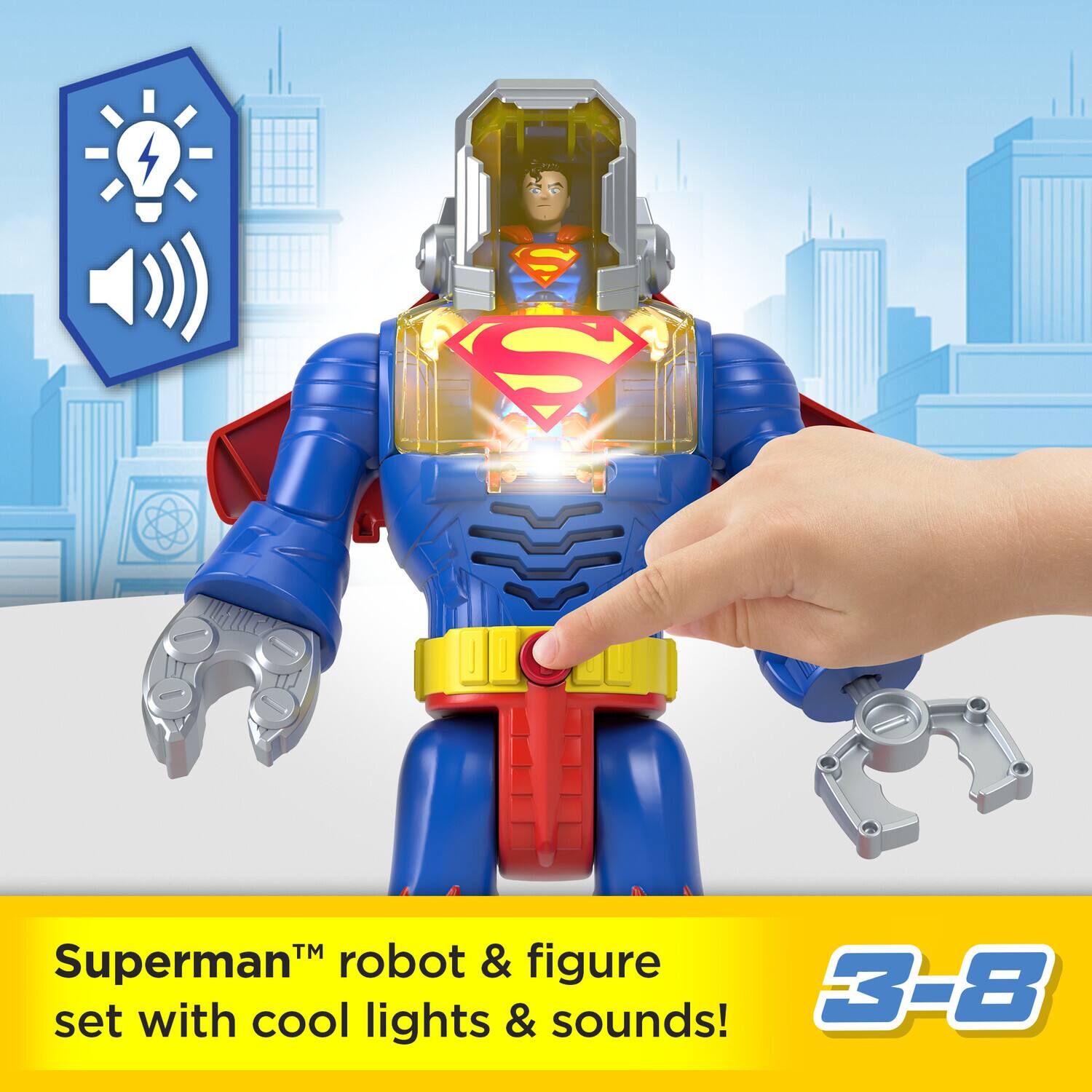 Superman™ robot & figure set with cool lights & sounds!  
3-8