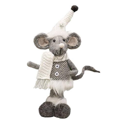 Front. BreeBe - *Standing Plush Gray Mouse - Grey.