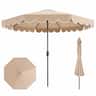 Costway - 10 FT Patio Umbrella with Crank Tilt Adjustment Ruffles Vented Top 8 Ribs - Beige