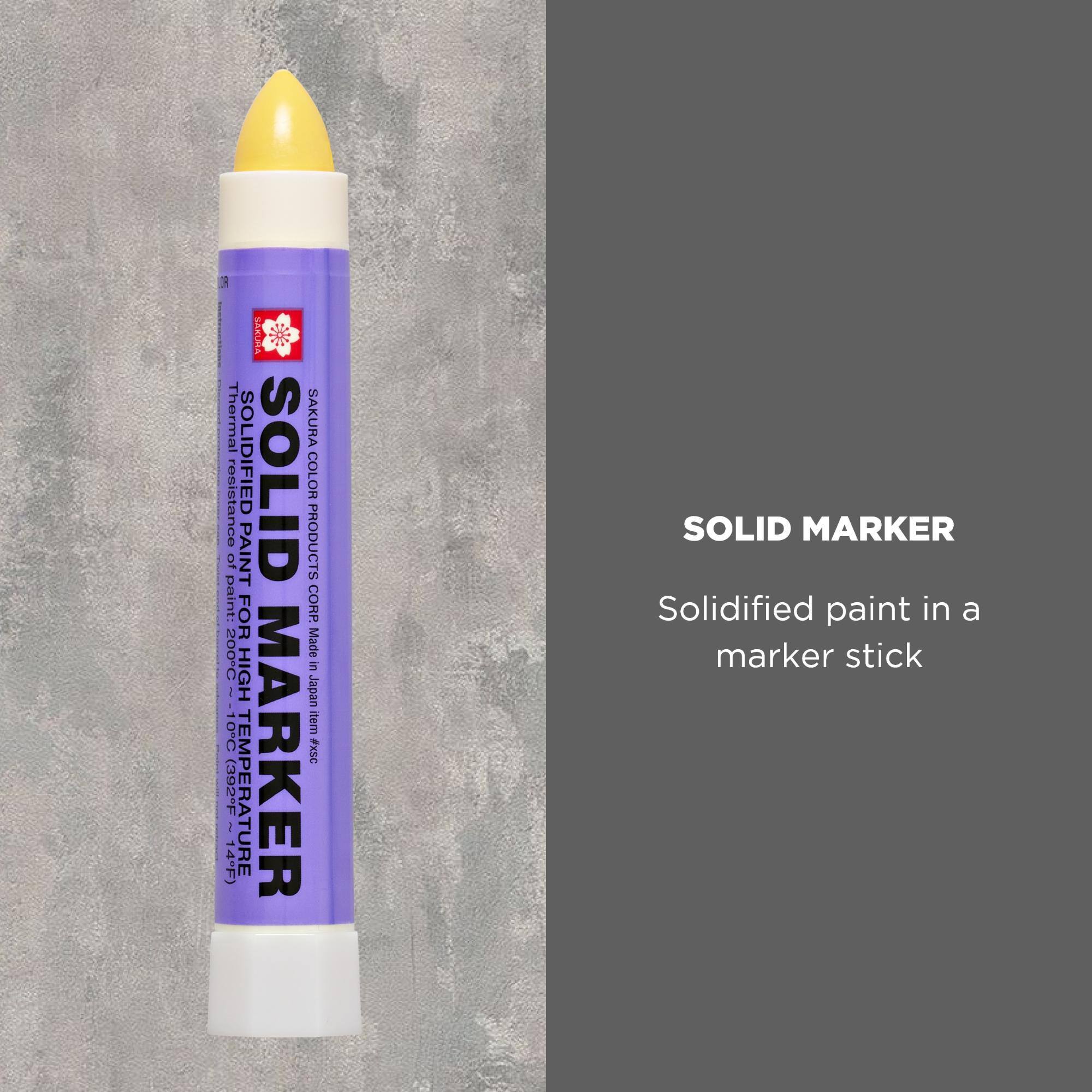 SAKURA Thermal SOLIDIFIED paint: resistance of 200°C ~ HIGH 10°C (392°F ~ 14°F) TEMPERATURE

SAKURA COLOR PRODUCTS CORP. Made in Japan item #XSC

SOLID MARKER Solidified paint in a marker stick