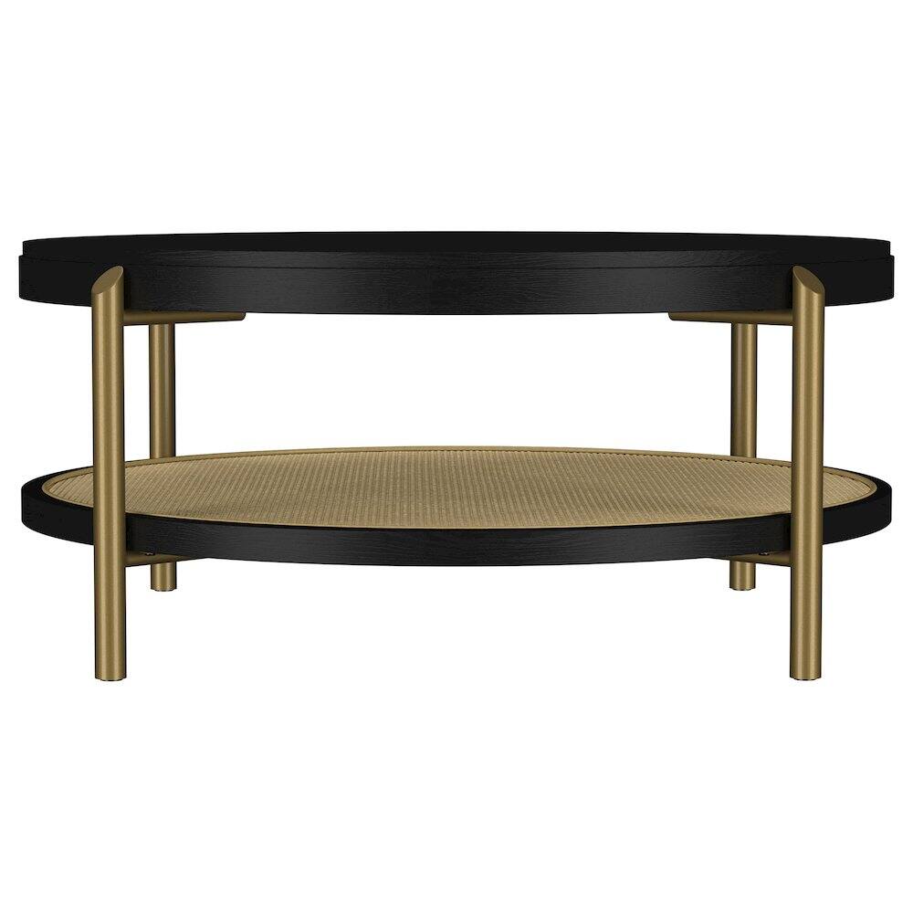 Left. Coaster Co. of America - Arini Round Coffee Table With Storage Shelf Black - Black.