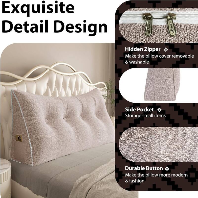 Exquisite Detail Design

- Hidden Zipper
  - Make the pillow cover removable & washable

- Side Pocket
  - Storage small items

- Durable Button
  - Make the pillow more modern & fashion
