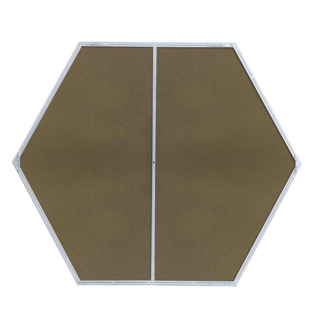 Angle. Elegant Decor - Metal frame hexagon mirror 38 inch in silver - Silver.