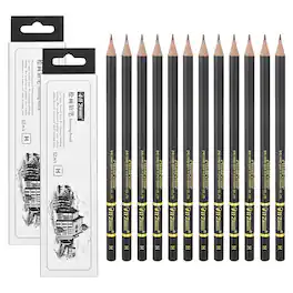 Unique Bargains - 24pcs H Sketch Pencils Professional Graphite Wood Break-Resistant for Artists Beginners Shading Doodling - Black