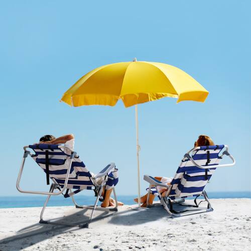 Alt View 9. Winado - Folding Beach Camping Chair with 5-Position, Cooler Bag, Cup Holders, Towel Bar, Lightweight for Outdoor Beach Camping - Blue Stripes.