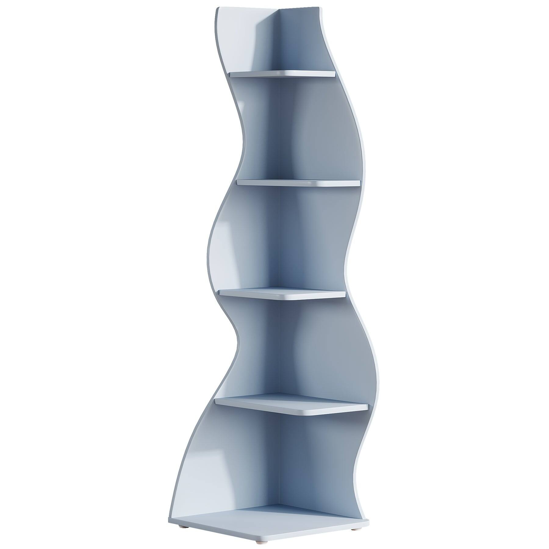 Alt View 4. Tribesigns - Corner Bookshelf with Storage Shelves and Book and Decor Display for Living Room - Blue.
