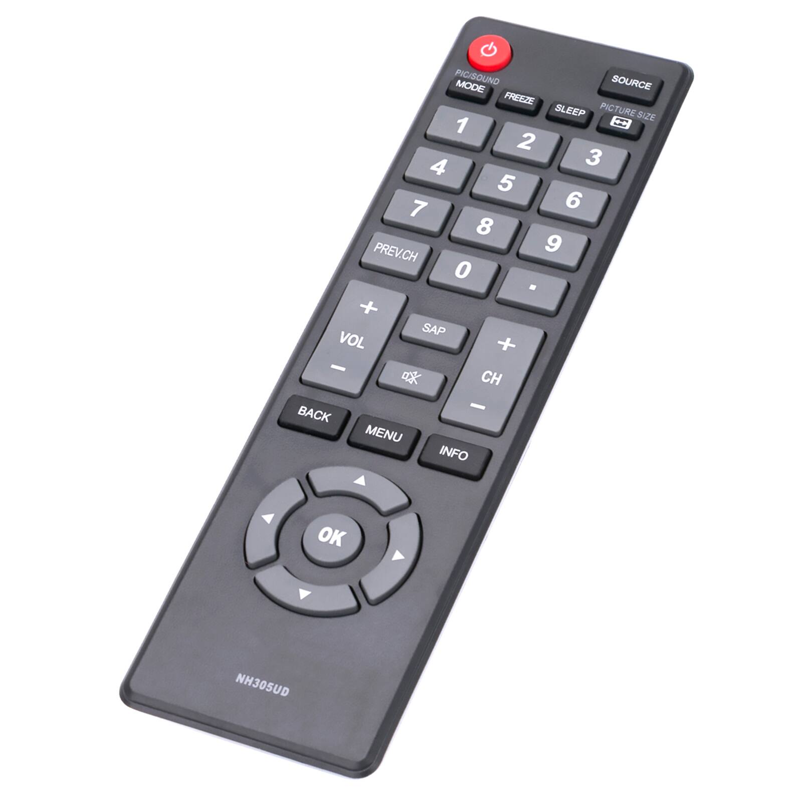 PICTURE SIZE SOURCE FREEZE SLEEP PICTURE SIZE 1 2 3 4 5 6 7 8 9 0 PREV.CH SAP VOL + - CH - BACK MENU INFO OK NH305UD