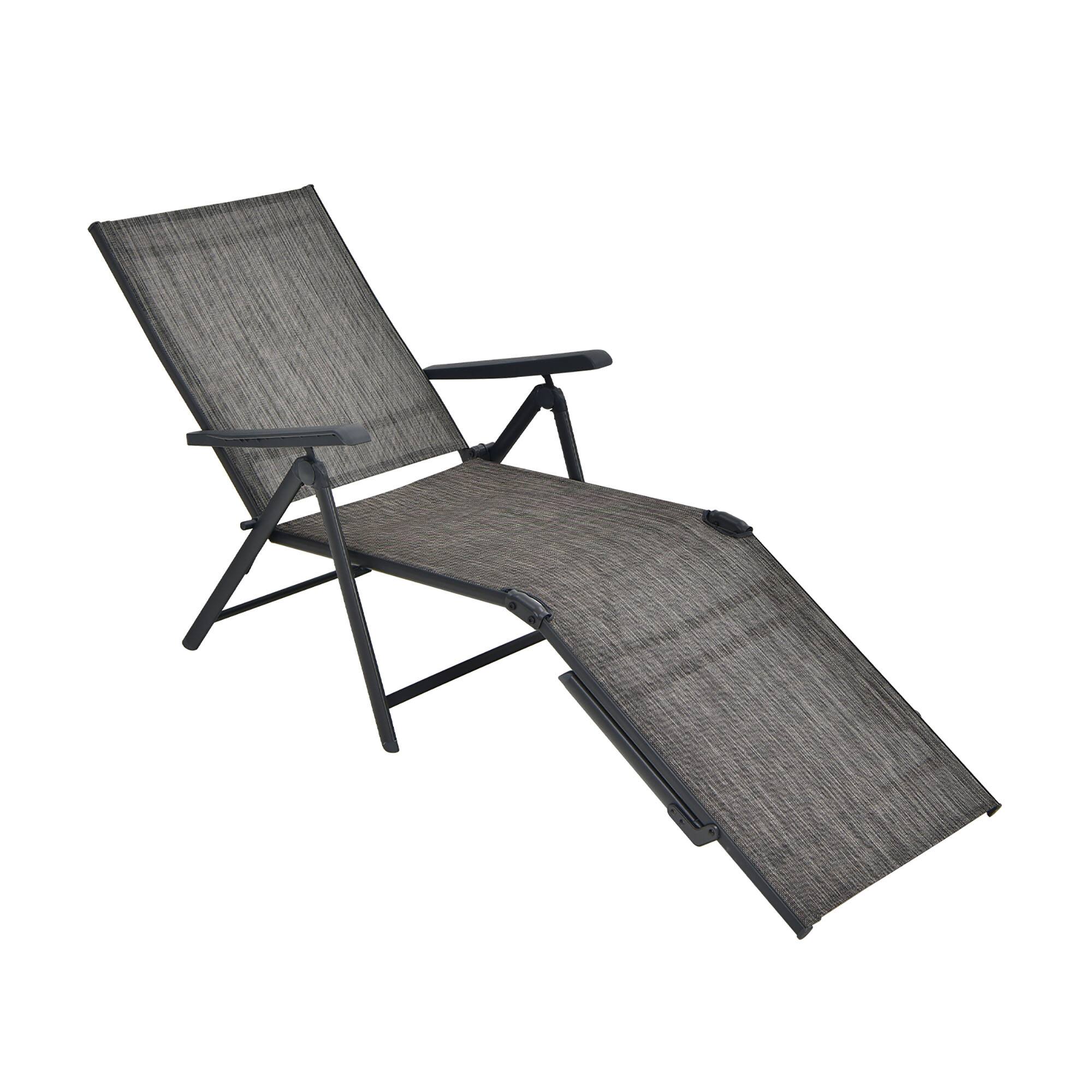 Alt View 9. Gymax - Gymax Set of 2 Outdoor Adjustable Chaise Lounge Chair Patio Folding Recliner Lounge Grey - Grey.