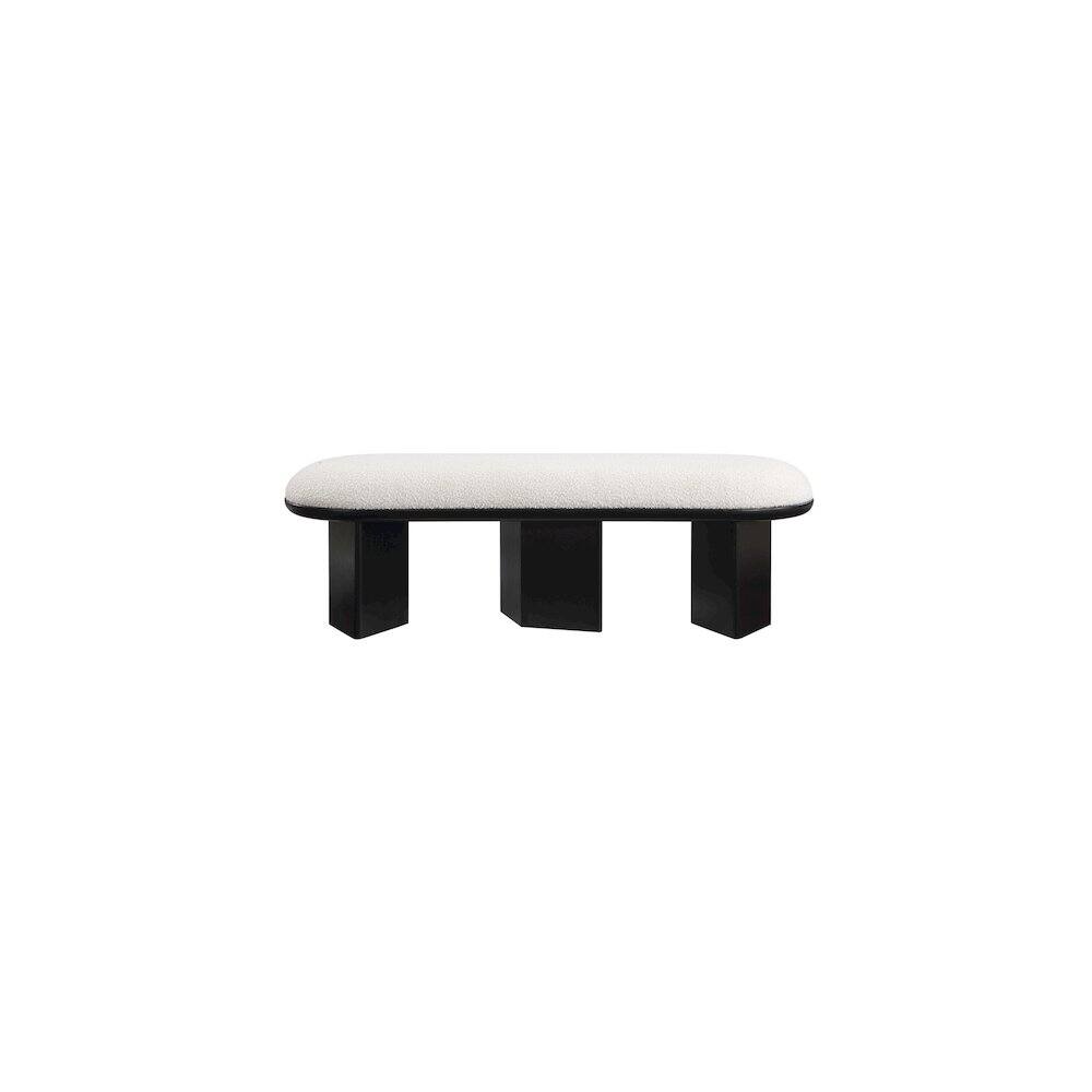 Alt View 3. Meridian Furniture - Wilshire Cream Boucle Fabric Bench - Beige.