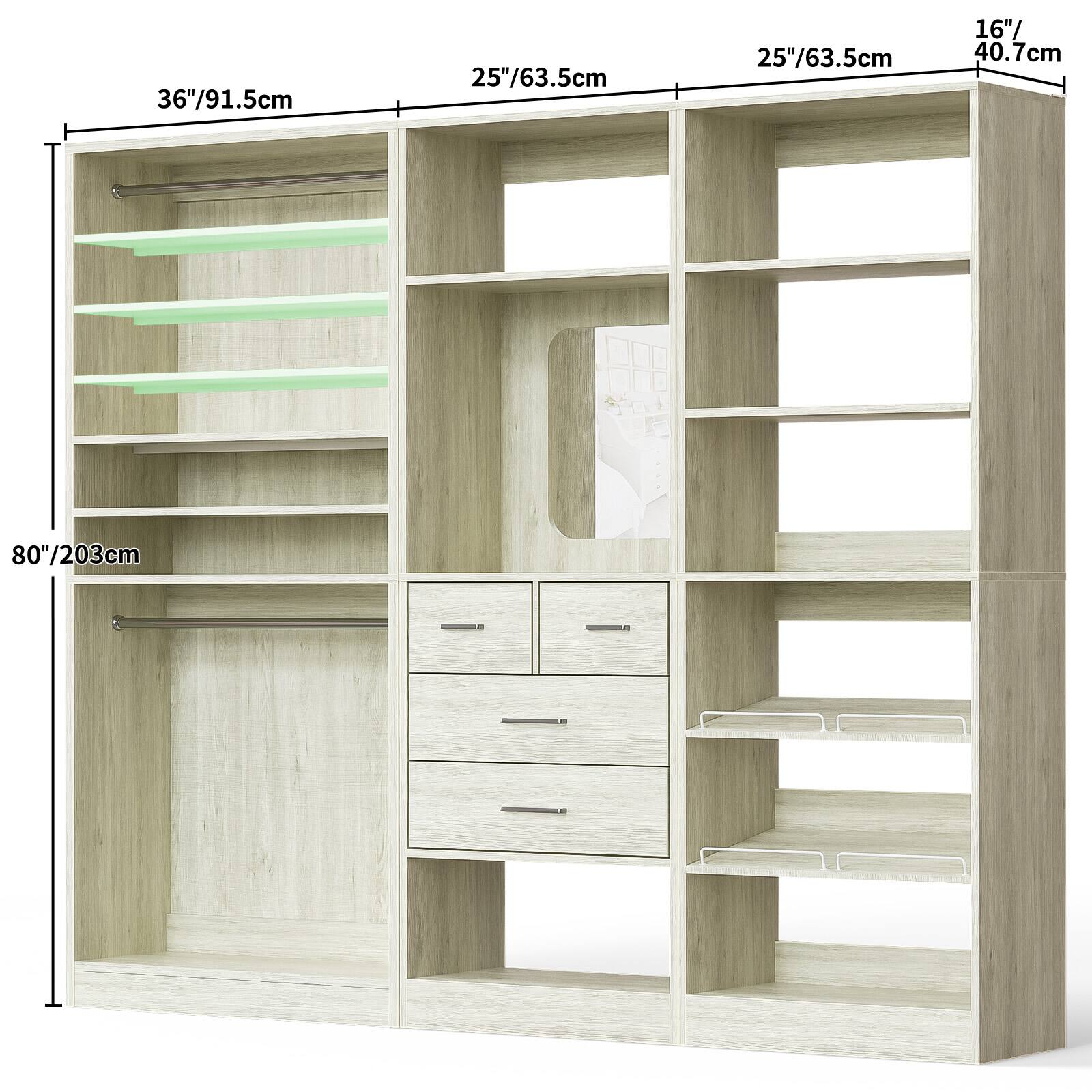 36"/91.5cm  
25"/63.5cm  
25"/63.5cm  
16"/40.7cm  
80"/203cm