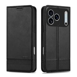 Dteck - Flip Wallet Case for Apple iPhone 17 Pro Max,Magnetic Closure Card Slots Kickstand Cover,Shock-Absorbing TPU Cover - Black