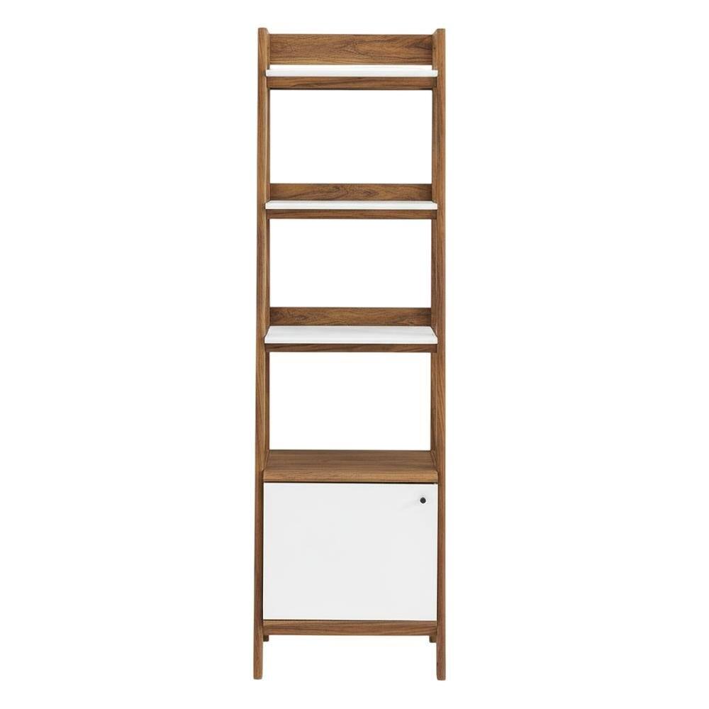 Back. FurniFact - Wooden Bookcase in Finish with Sturdy Shelving - Brown.