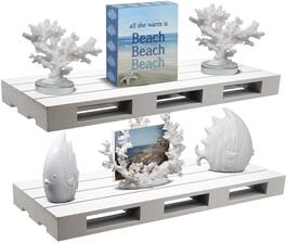 Sorbus - 2-Piece Farmhouse Floating Pallet Shelve for Home, Bedroom and More - Gray