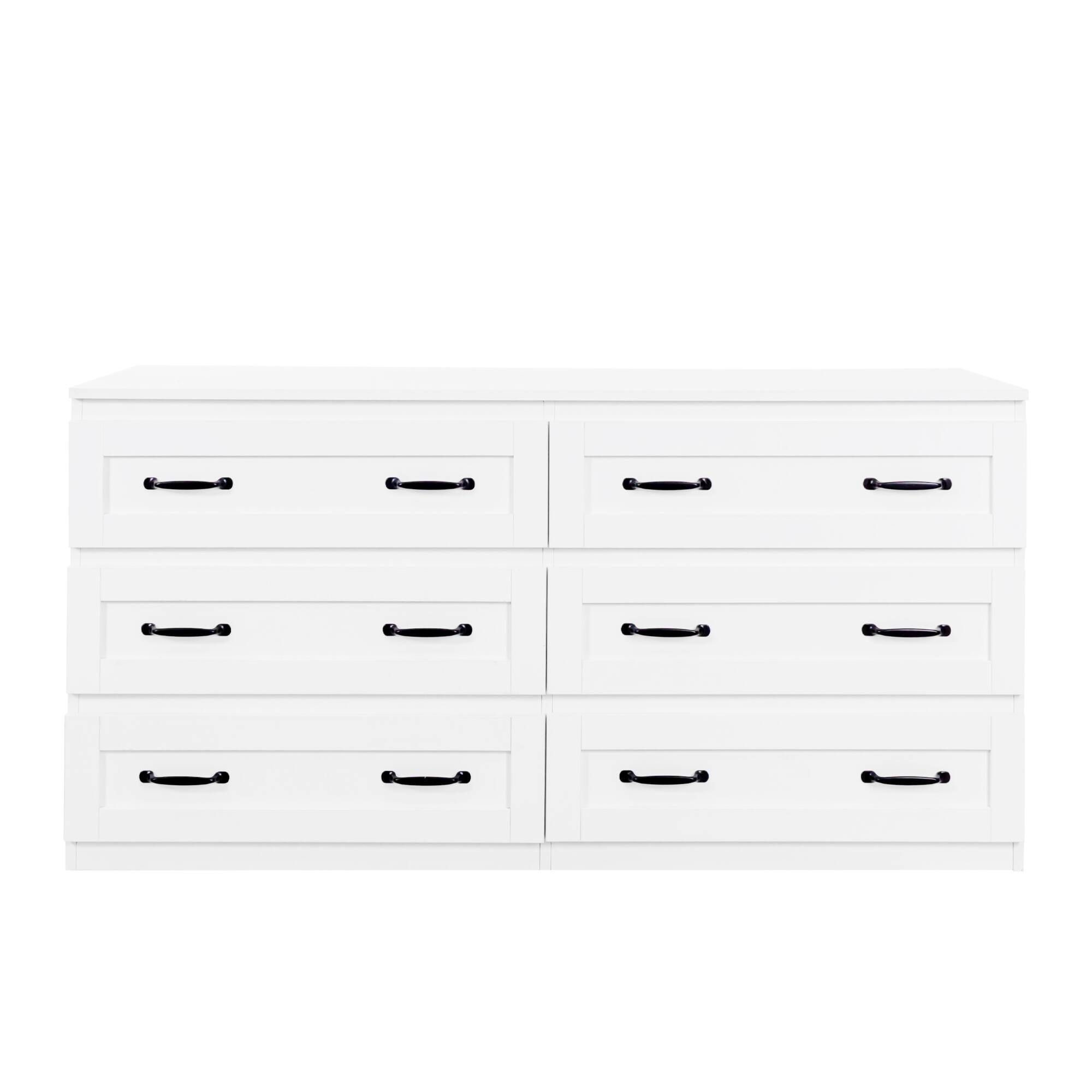 Alt View 4. APRILSOUL - Modern white side cabinet with 6 drawers Wood Chest of Drawers for Living Room Bedroom or Hallway White - White.