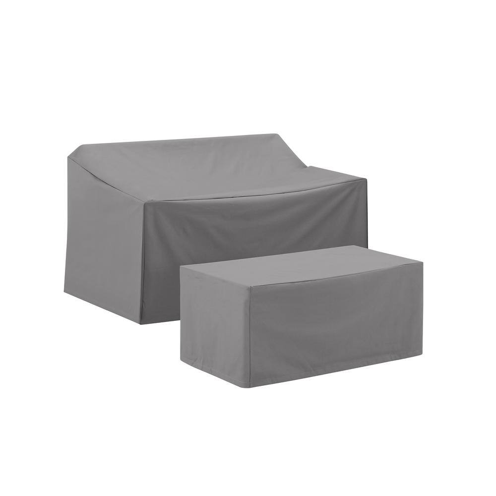 Back. Crosley Furniture - 2Pc Outdoor Furniture Cover Set - Loveseat & Coffee Table - Gray.
