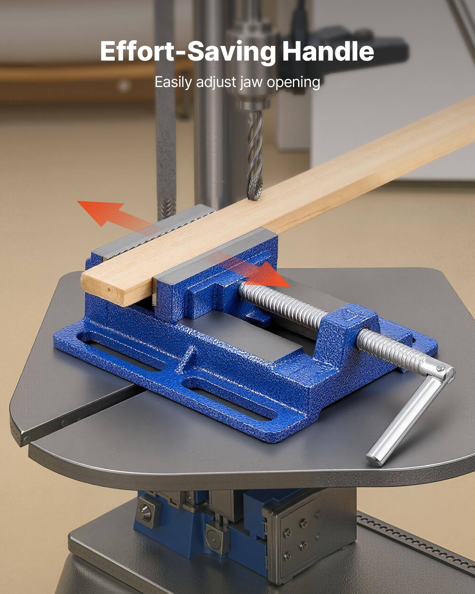 Effort-Saving Handle  
Easily adjust jaw opening