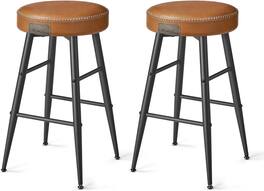 Songmics Home - VASAGLE EKHO Collection – Set of 2 Counter Height Backless Bar Stools in Caramel - Brown