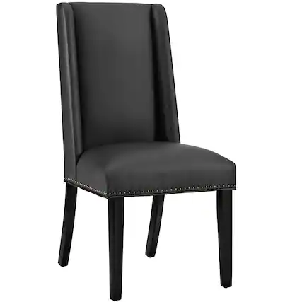 Front. Modway - Baron Vegan Leather Dining Chair by Modway - Black.
