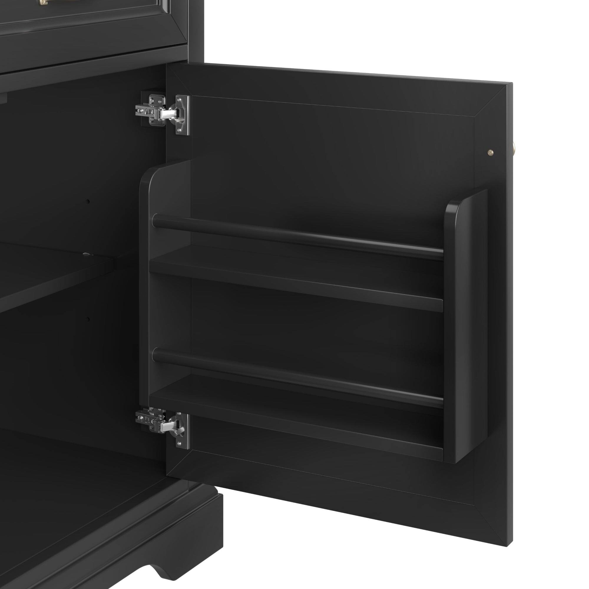 Alt View 9. Boyel Living - 36 Inch Bathroom Vanity with Ceramic Sink Top Four Drawers and One Soft Close Door Freestanding Cabinet Black Finish - Black.