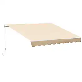 Outsunny - 10' x 8' Retractable Awning, Patio Awnings, Sunshade Shelter w/ Manual Crank Handle - Beige