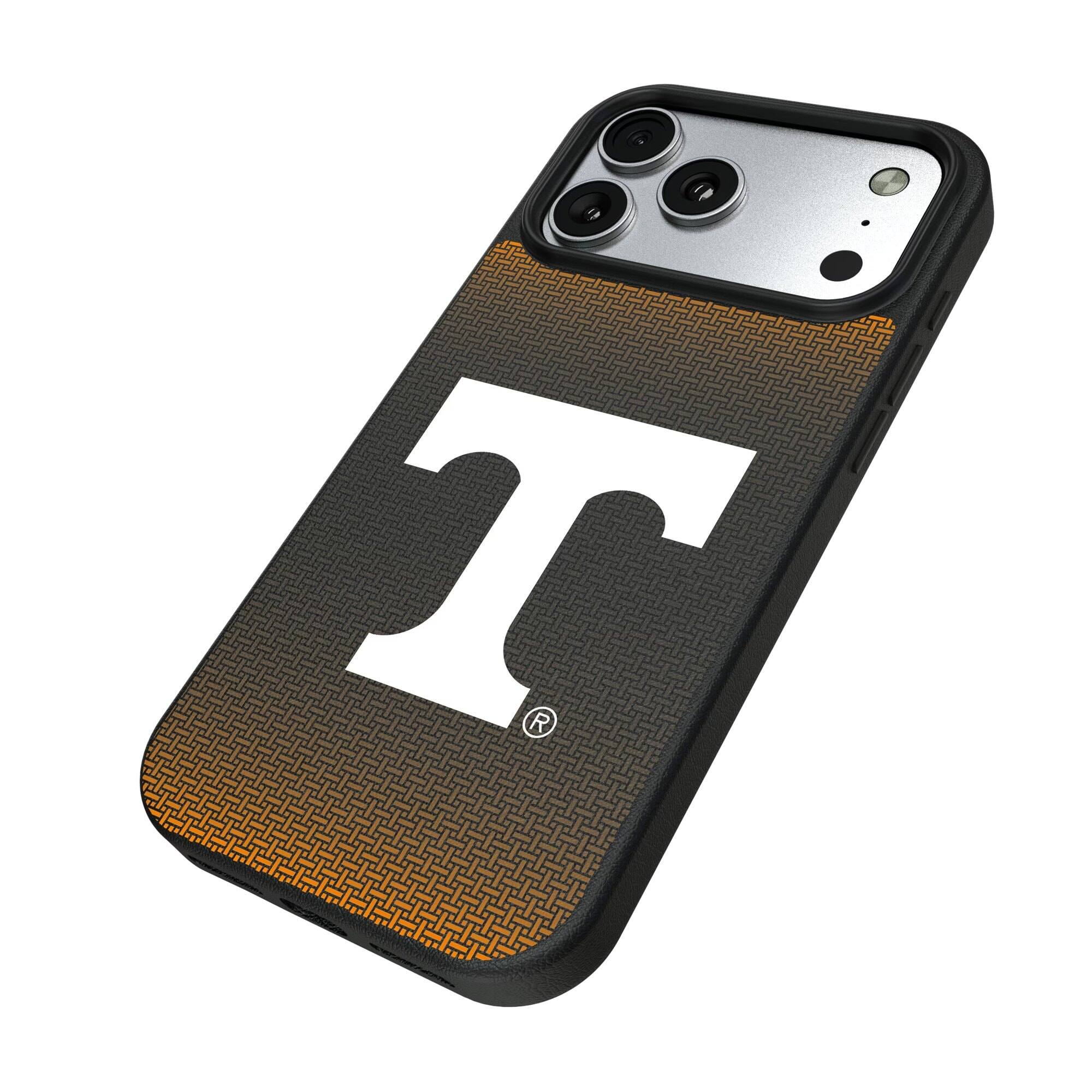 Alt View 1. Keyscaper - Tennessee Volunteers Linen Logo iPhone Magnetic Bump Case - 15 Pro - Black.