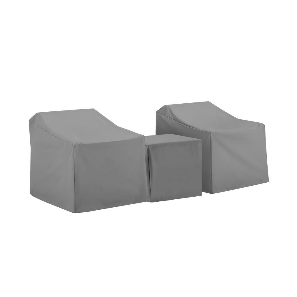 Back. Crosley Furniture - 3Pc Outdoor Furniture Cover Set - Two Armchairs & End Table - Gray.