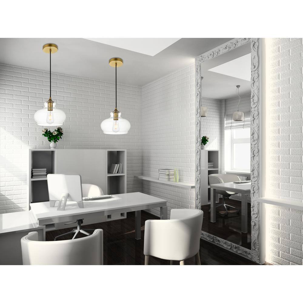 Angle. Living District - Destry 1 Light Brass Pendant With Clear Glass - Brass And Clear.