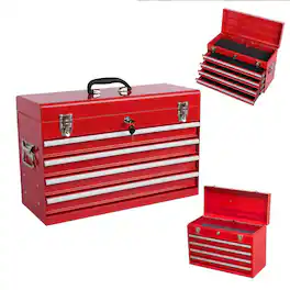 Boyel Living - Heavy Duty Metal Tool Box, 21-inch, Portable Metal Tool Box with 4 Drawers