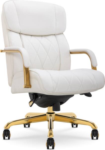 Angle. La-Z-Boy - La-Z-Boy® Symphony Executive Office Chair, White, Bonded Leather - White.