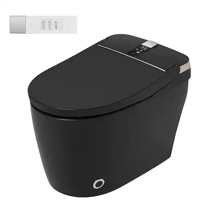 Front. Boyel Living - Smart Toilet Black Ceramic Body Heated Seat Multi Wash Auto Flush with Remote - Black.