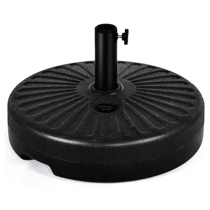 Front. Costway - 20'' Round 23L Water Filled Umbrella Base Stand Self-filled Patio Furniture - Black.