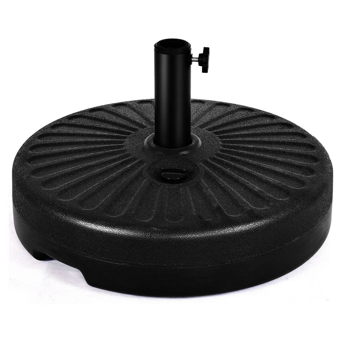 Costway - 20'' Round 23L Water Filled Umbrella Base Stand Self-filled Patio Furniture - Black
