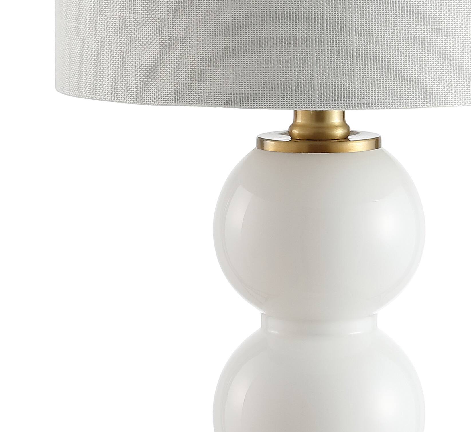 Alt View 4. Jonathan Y - February 21" Glass/Metal LED Table Lamp, White/Brass Gold - White/Brass Gold.