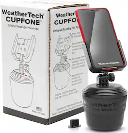 WeatherTech - CupFone | Adjustable & Secure Fit Universal Cup Holder Cell Phone Mount Car & Truck Accessory – Black Plastic Knobs - Black / Black