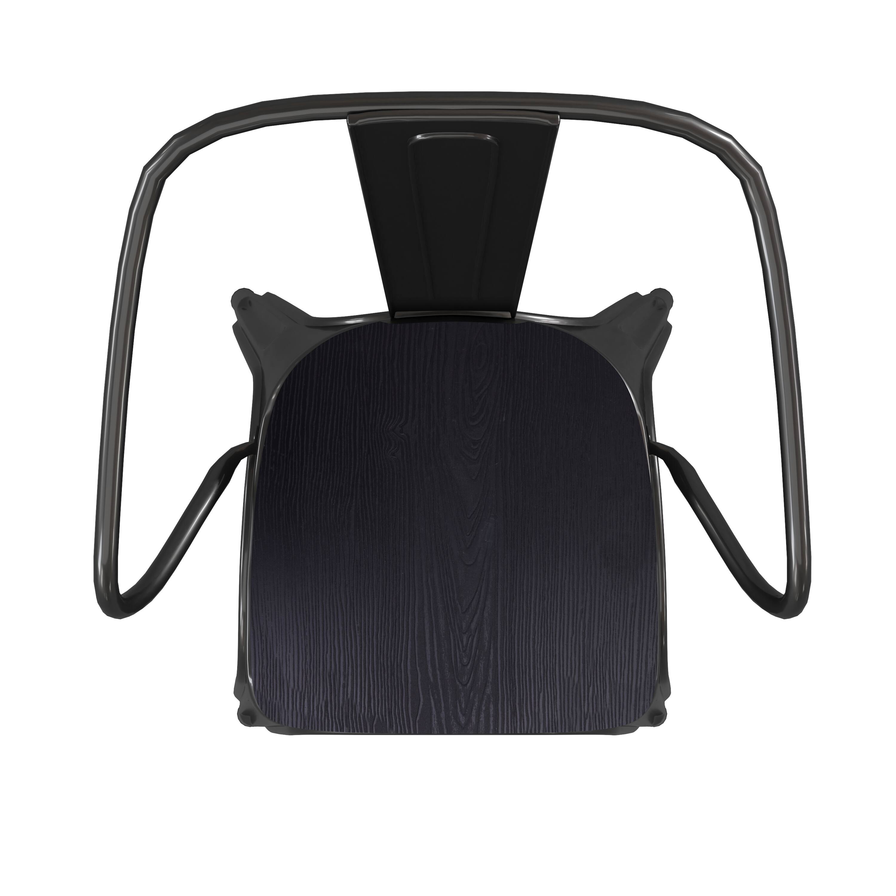Alt View 19. Alamont Home - Luna All-Weather Metal Stack Chair with Arms and Poly Resin Seat - Black/Black - Black/Black.