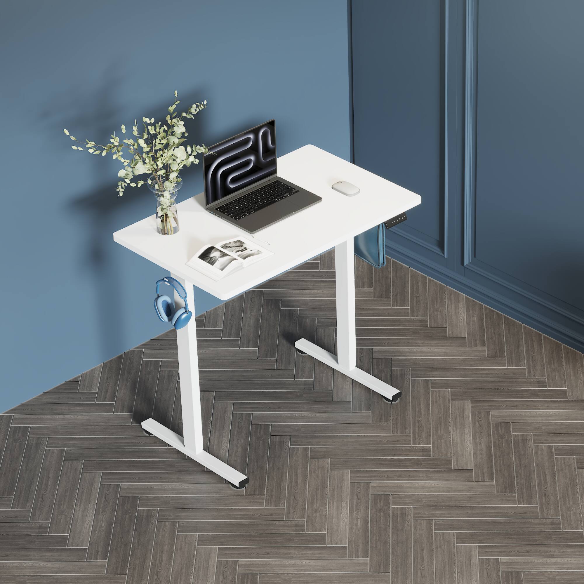 Alt View 2. FlexiSpot - FlexiSpot E2 40''W Electric Adjustable Standing Desk Chipboard, White/White - White.