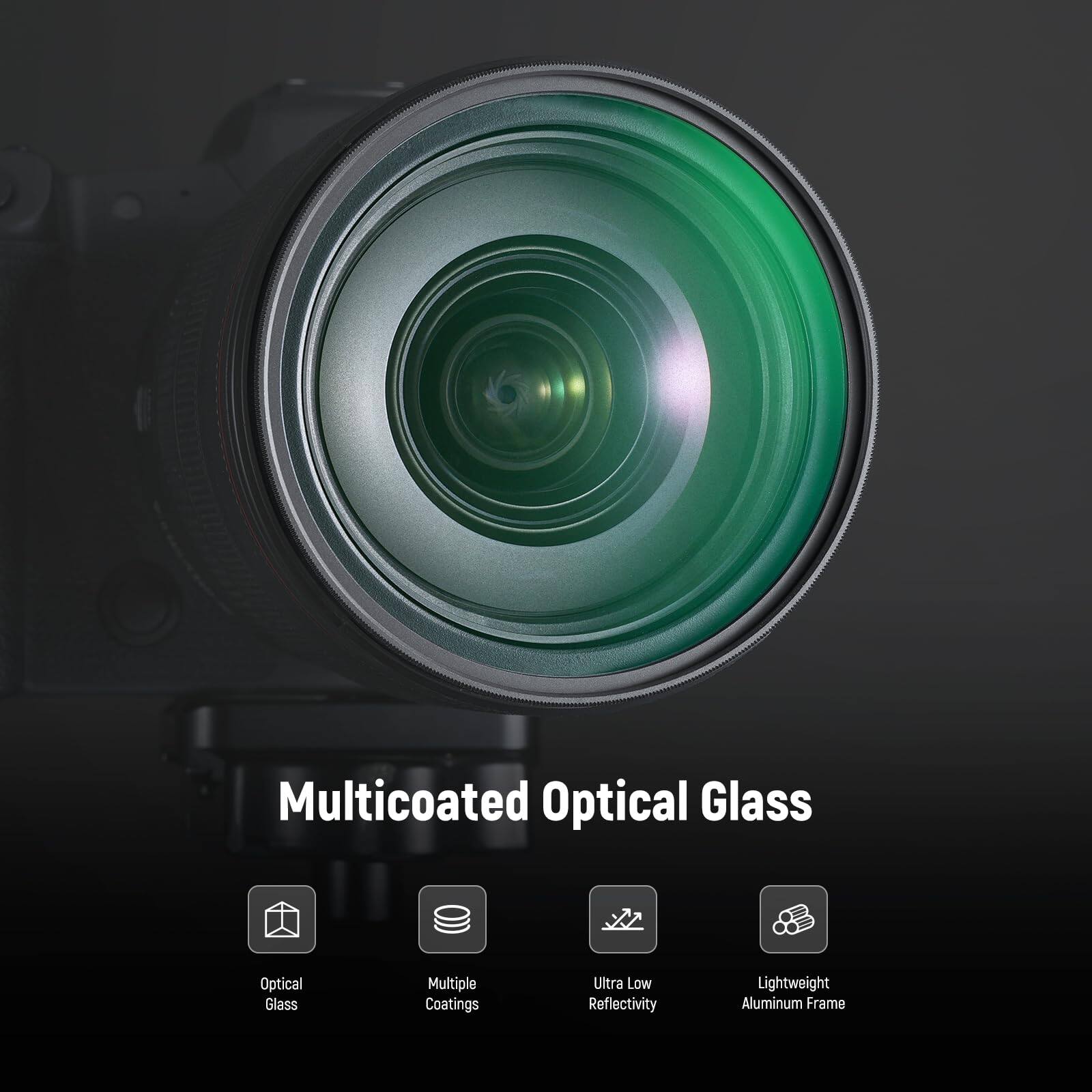 Multicoated Optical Glass  
Optical Glass  
Multiple Coatings  
Ultra Low Reflectivity  
Lightweight Aluminum Frame