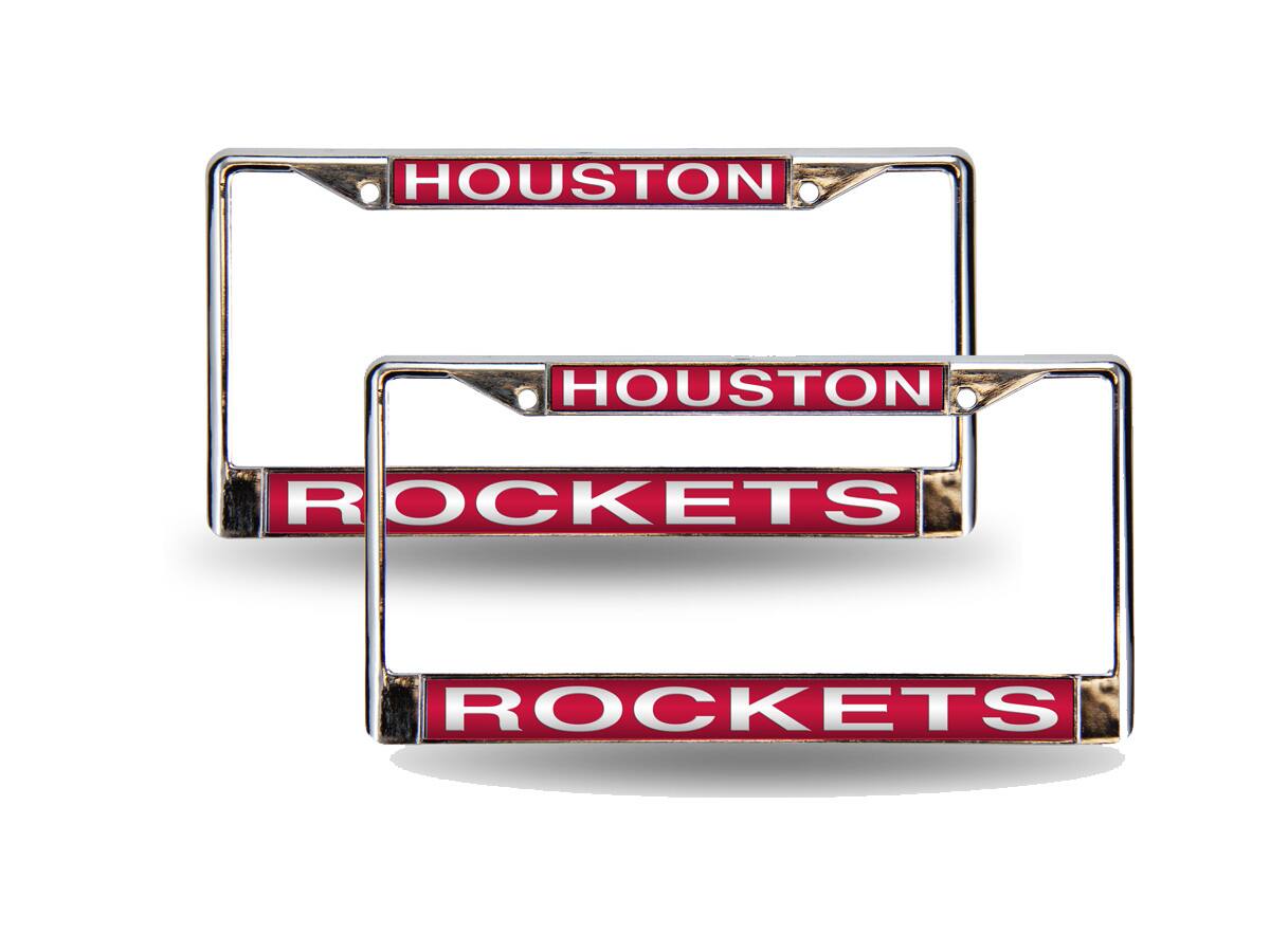 Houston Rockets NBA Chrome Metal (Set of 2) Laser Cut License Plate Frames