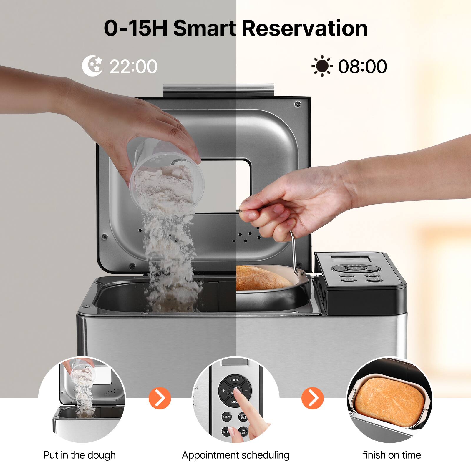 0-15H Smart Reservation

22:00
08:00

COLOR
LBA
10:45
IBC
570

Food

Put in the dough
Appointment scheduling
finish on time