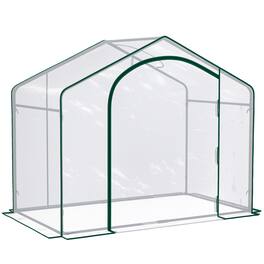 Outsunny - 6' x 3' x 5' Portable Walk-in Greenhouse, Steel Frame Garden Hot House with Zipper Door and Top Vent for Saplings