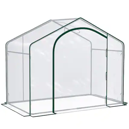 Front. Outsunny - 6' x 3' x 5' Portable Walk-in Greenhouse, Steel Frame Garden Hot House with Zipper Door and Top Vent for Saplings.