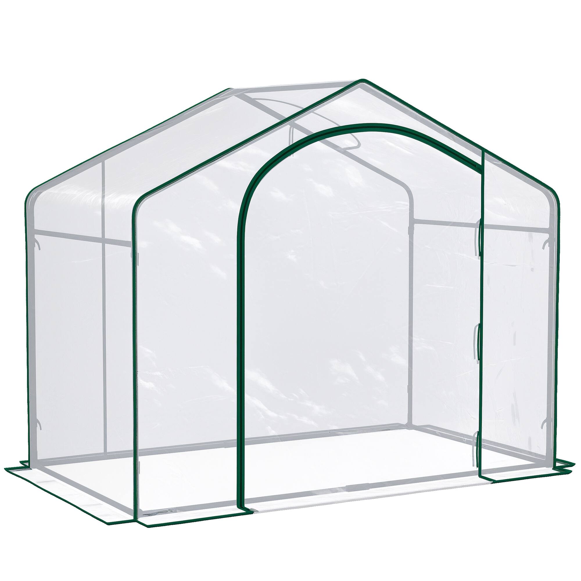 Front. Outsunny - 6' x 3' x 5' Portable Walk-in Greenhouse, Steel Frame Garden Hot House with Zipper Door and Top Vent for Saplings.
